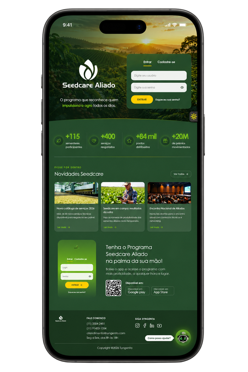 Aplicativo Seedcare Aliado em um celular